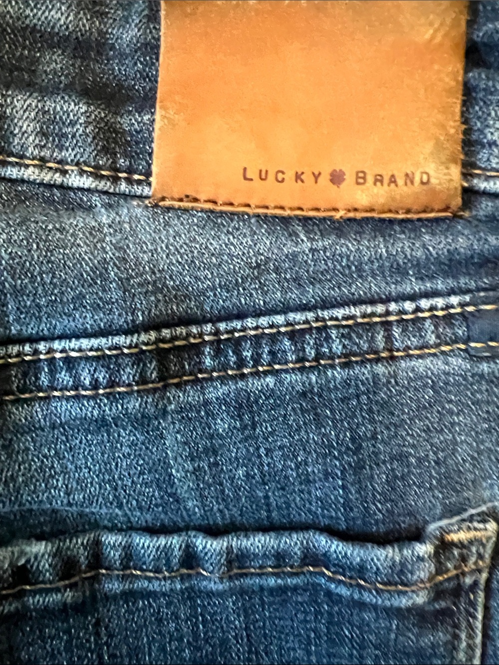 Lucky Brand Indigo Denim Jeans with Tan Leather Patch - Picture 2 of 14